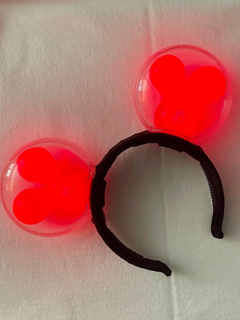 Mickey Ear Headband with Light Up Red Mickey Bubble Balloon Ears
